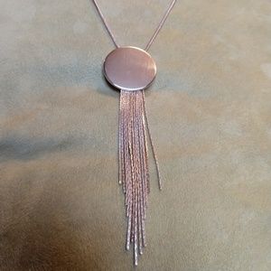 Long Necklace - Solid Circle with Tassels Pendant